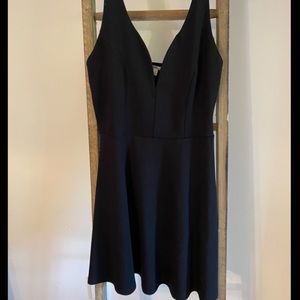 Charlotte Russe Black Skater Dress Plunge Neckline Size M